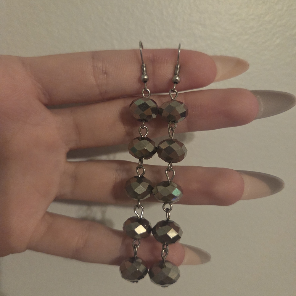 Elegant Silver Beaded Earrings